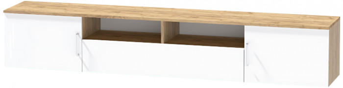 Тумба-3 под ТВ подвесная "Иннэс-7", Крафт золотой/Белый глянец