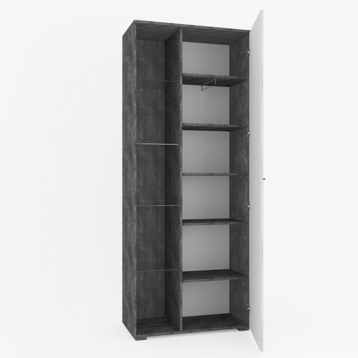 Модульная стенка для гостиной "Денвер" - Бетон спаркс/Перламутр жемчуг