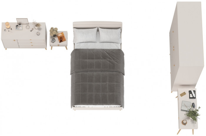 Афина Спальня 32-1200, цвет кашемир серый, сп.м. 1200х2000 мм., б/м, основание есть - фанера