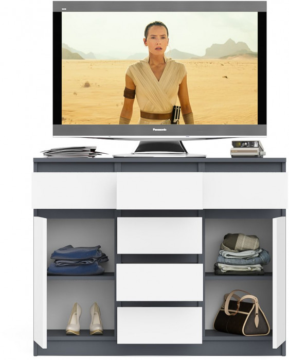 Мори Комод МК1200.4, цвет графит/белый, ШхГхВ 120,4х41х94 см.