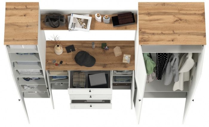 Остин Прихожая 75, белый шагрень/дуб крафт золотой