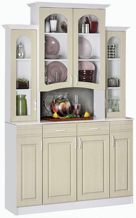 Буфет Констанция 4-х створчатый (Белый матовый / голубой)