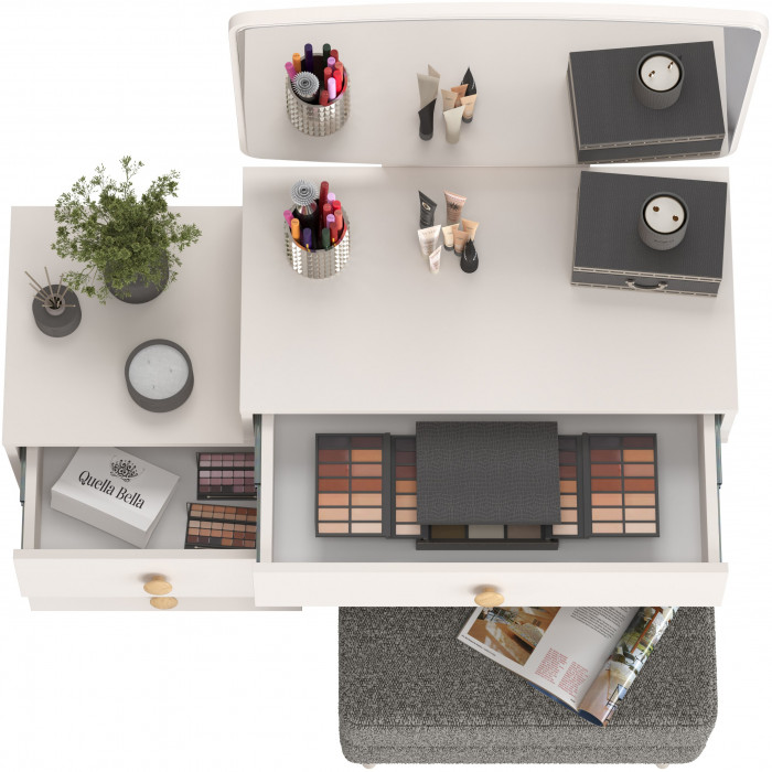 Афина Спальня 4-25901М1к.с. Трюмо + Банкетка 6-5138ТКШтем.серый Тифани, кашемир серый/ткань тёмно-серая