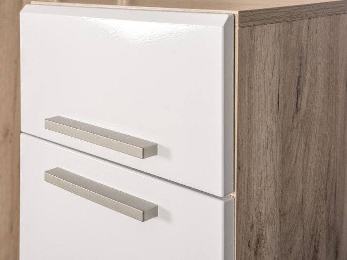 Лайн Прихожая № 05, дуб крафт серый/фасады МДФ белый глянец