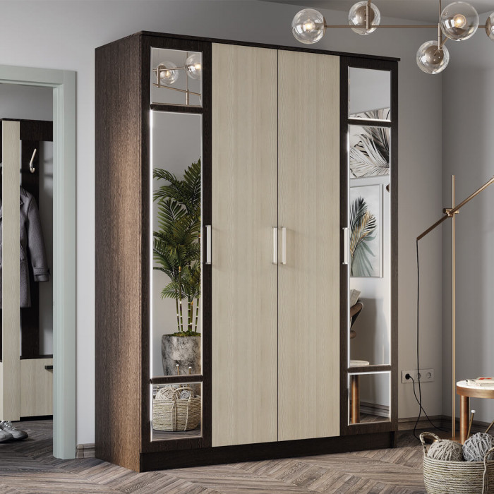 "Фиеста" шкаф 4-х створчатый NEW с зеркалами венге/лоредо