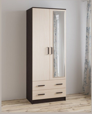 Шкаф комбинированный Лагуна 800 с зеркалом венге/дуб молочный