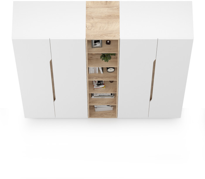 Муссон 13.198 Шкаф + 13.349 Стеллаж + 13.198 Шкаф, белый/дуб эндгрейн элегантный