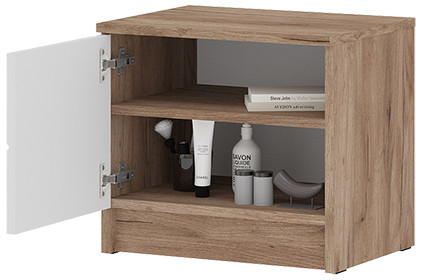 ОРЕГОН ТБ 03 Тумба прикроватная (450х400х340) Фасад МДФ БЕЛЫЙ СУПЕРМАТ,ДУБ КРАФТ ТАБАЧНЫЙ/Корпус ДУБ КРАФТ ТАБАЧНЫЙ