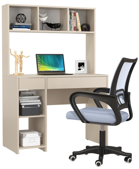 Стол компьютерный Комфорт 12.77F + кресло 103 серое, цвет сатин, ШхГхВ 100х49,8х147 см., универсальная сборка