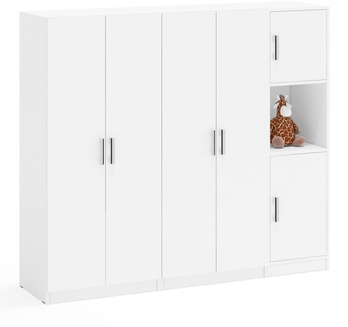 Шкаф С-МД-СК9Ш+Пенал С-МД-СК9П+Шкаф С-МД-СК9Ш, цвет белый шагрень, ШхГхВ 183х45х160 см., универсальная сборка