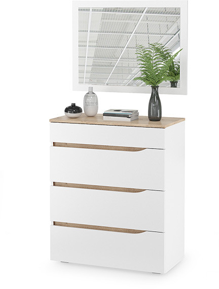 Муссон 13.97 Комод + Зеркало СВК, белый/дуб эндгрейн элегантный