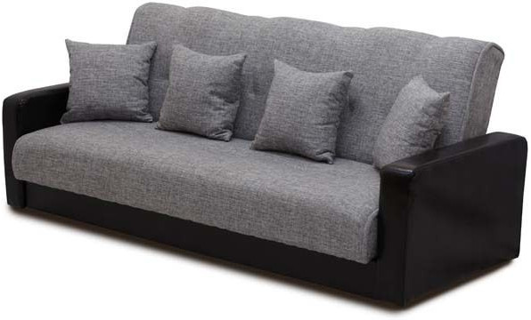 Диван-книжка Лондон, 120х190, велюр/экокожа серый/черный