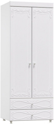 Шкаф 2-х дверный с ящиками (гл.560) Италия ИТ-49 белое дерево