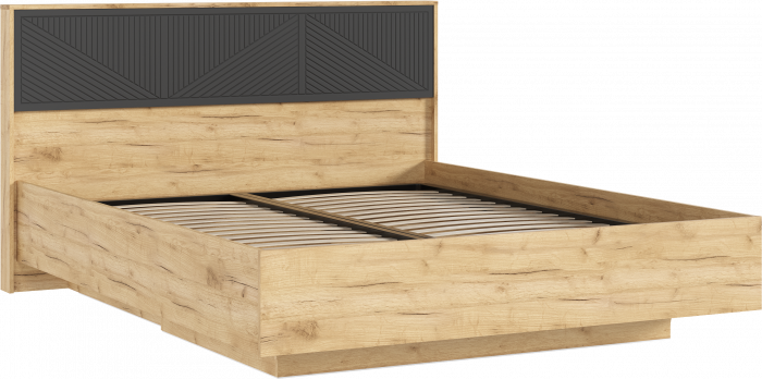 Сильвия Кровать парящая 1,6м (ортопед металл) с подсветкой Браш Графит/Дуб Крафт, Дуб Крафт