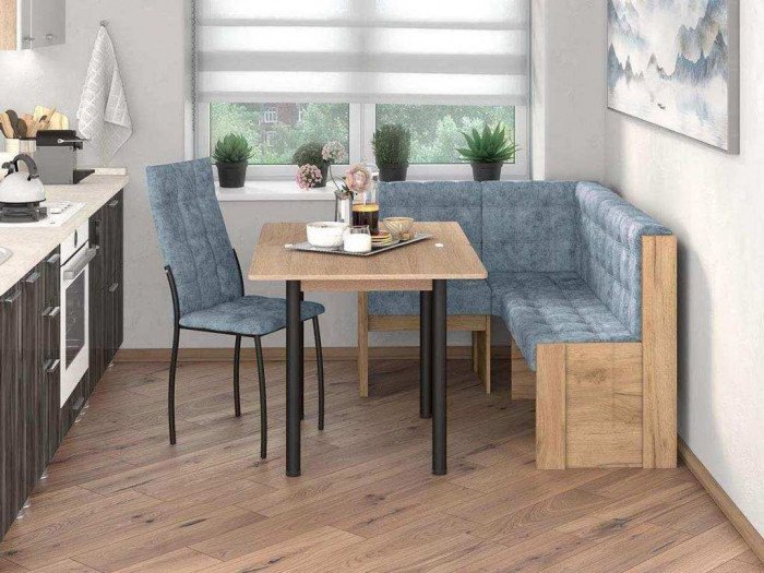 Угловая скамья Квадро дуб Крафт золотой/Лагуна