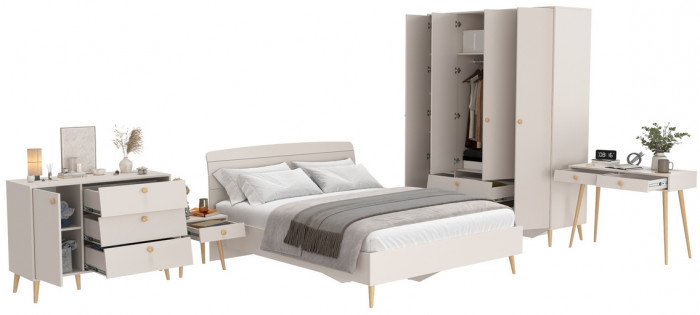 Афина Спальня 32-1600, цвет кашемир серый, сп.м. 1600х2000 мм., б/м, основание есть - фанера