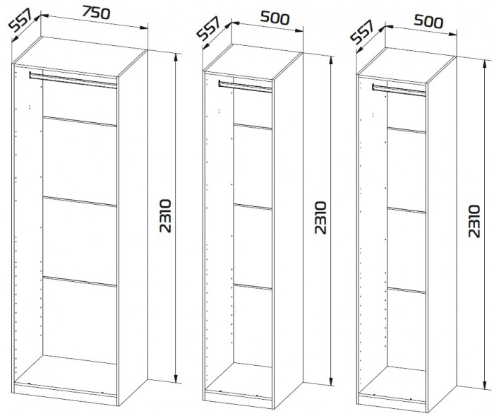 Гардеробная Квадро комплект 1.1 (1750), Дуб Вотан