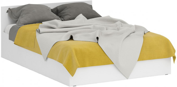 Спальня Стандарт 1-1400, цвет белый, ШхГхВ 143,5х203,5х70 + 135х52х200 см., сп.м. 1400х2000 мм., без матраса, основание есть