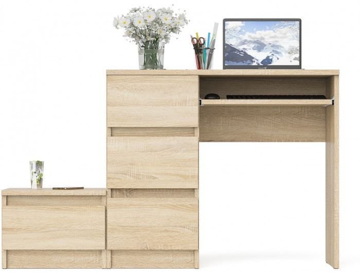 Мори компьютерный стол МС-6 левый + Тумба ТМП400.1, дуб сонома
