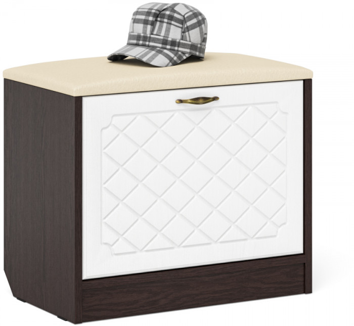 Прихожая П-6 Компоновка № 26, цвет венге/фасады МДФ белое дерево фрезеровка ромб, ШхГхВ 150х50х210 см., универсальная сборка