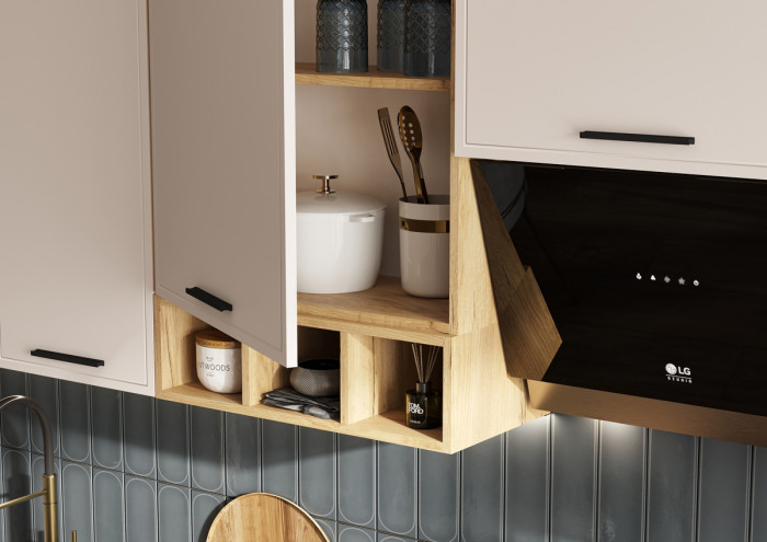 Кухня Бьянка 3,4/1350м (с элементами Люкс класса), Крафт золотой/Кашемир