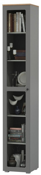 Остин 16.394.03 Шкаф-витрина(пенал), цвет серый графит/дуб крафт золотой, ШхГхВ 40х41,8х229,8 см., универсальная сборка