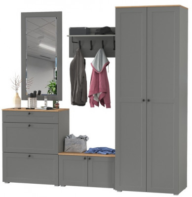 Остин Прихожая 47, цвет серый графит/дуб крафт золотой, ШхГхВ 240х54,3х229,6 см., универсальная сборка