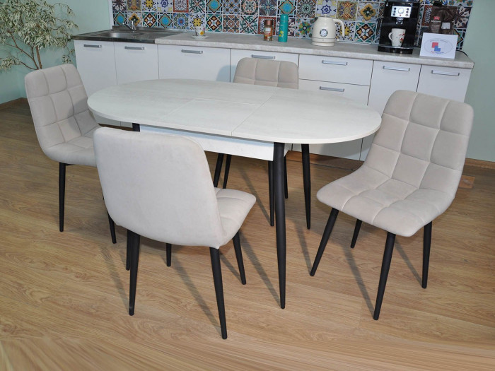 Обеденная группа Стиль-1 / Стул Х 4 шт. / Бетон белый/черный / бид 01