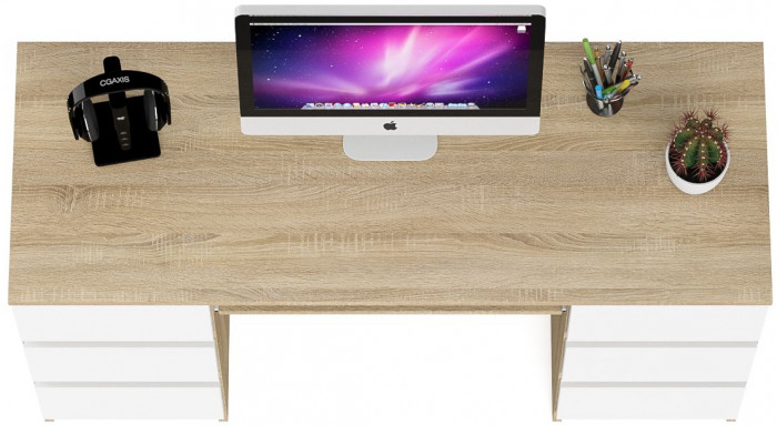 Мори компьютерный стол МС-2, дуб сонома/белый