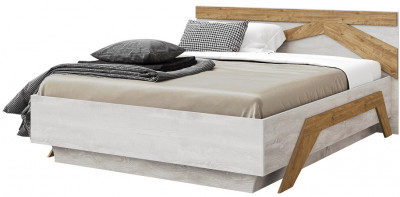 Кровать king-size 180х200 "Скандинавия" с подъемным основанием - Бетон пайн светлый/Дуб наварра