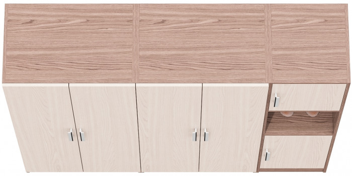 Шкаф С-МД-СК9Ш+Пенал С-МД-СК9П+Шкаф С-МД-СК9Ш, цвет ясень шимо светлый/ясень шимо тёмный, ШхГхВ 183х45х160 см., универсальная сборка