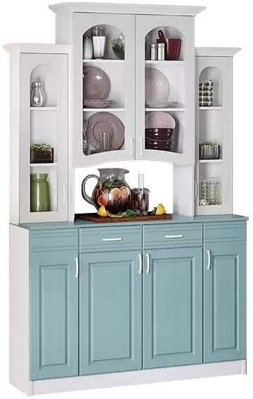 Буфет Констанция 4-х створчатый (Белый матовый / Джинс)