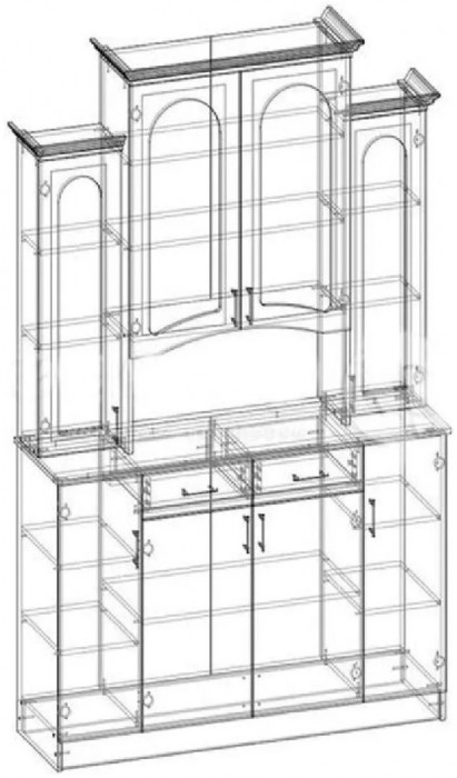 Буфет Констанция 4-х створчатый (Белый матовый / Джинс)