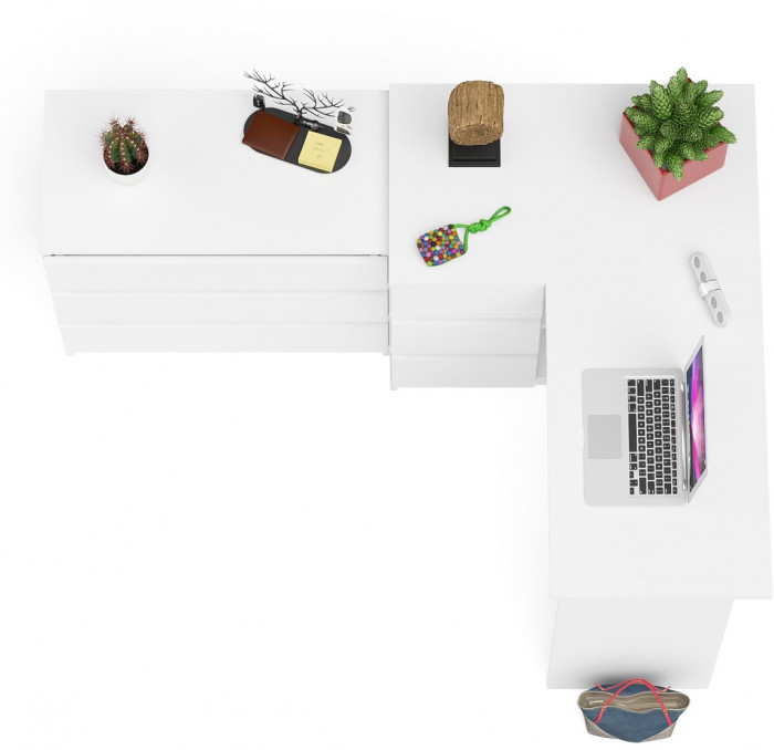 Мори компьютерный стол МС-16 левый + Комод МК800.1, белый