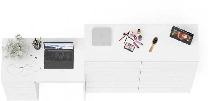 Мори компьютерный стол МС-6 левый + Комод МК1200.10, белый