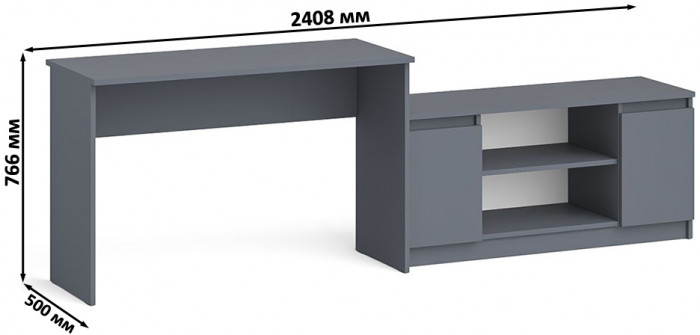 Мори письменный стол МСП1200.1 + Тумба МТВ1200.1, графит