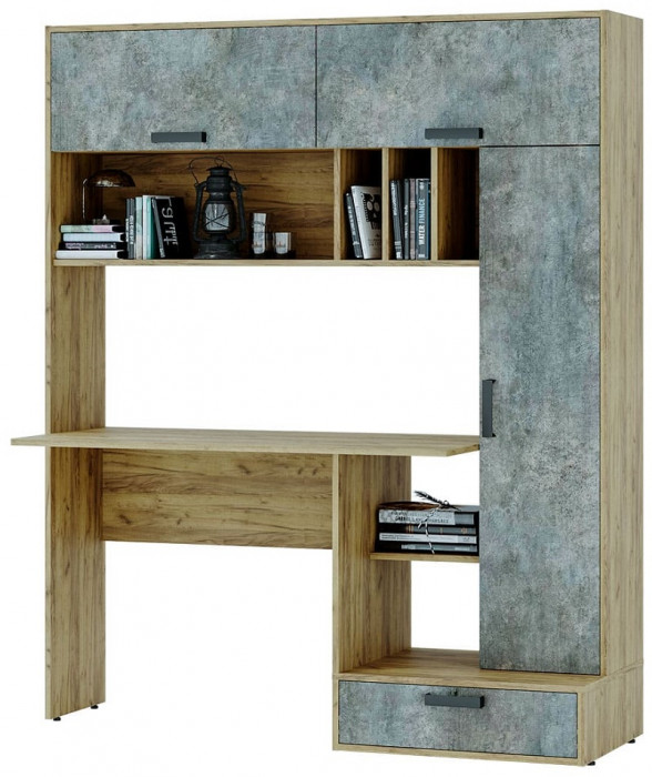 Стол письменный Техно, крафт/цемент