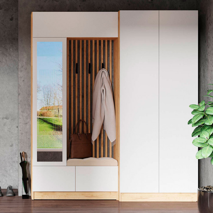 Прихожая Руэлла Шкаф платяной дуб крафт золотой/белый