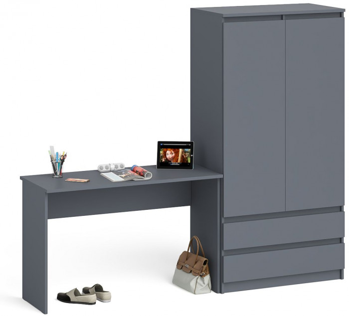 Мори Стол письменный МСП1200.1 + Шкаф МШ900.1, цвет графит, ШхГхВ 210,8х50,4х179,6 см., универсальная сборка