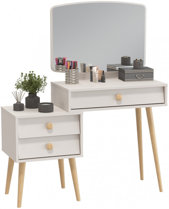 Афина Спальня 4-25901М1к.с. Трюмо, цвет кашемир серый, ШхГхВ 105х38,6х129 см., универсальная сборка, цвет ножек: тик