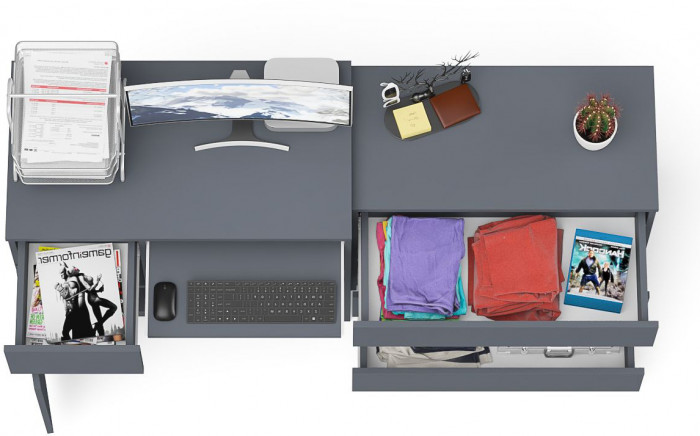 Мори компьютерный стол МС-1 левый + Комод МК800.1, графит