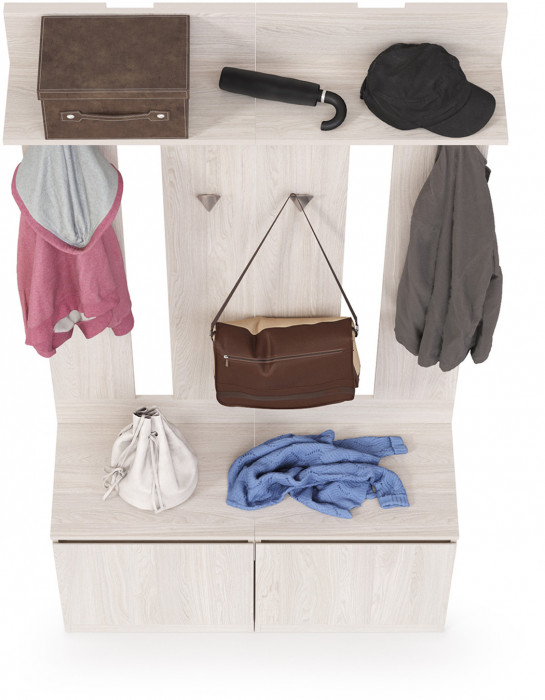 КР100 Ника прихожая № 01, цвет ясень анкор светлый, ШхГхВ 107,6х38,1х207,9 см., универсальная сборка