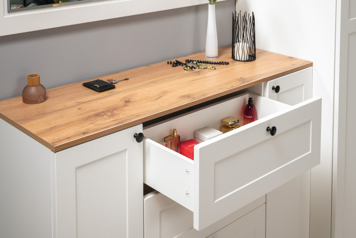 Остин Прихожая 09, белый шагрень/дуб крафт золотой