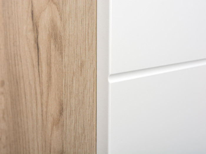 Лайн Прихожая № 09, дуб крафт серый/фасады МДФ белый глянец