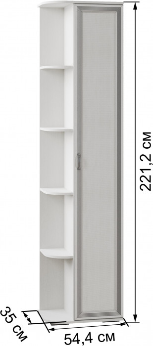 Ливорно Шкаф торцевой ЛШ-26 ясень анкор светлый патина серебро