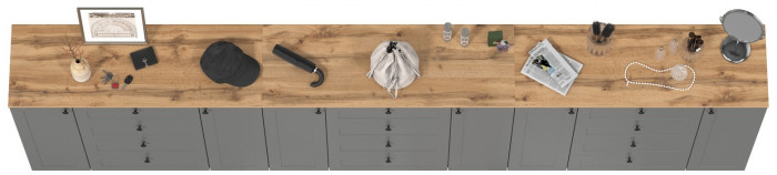 Остин 16.221 Комод + 16.221 Комод + 16.221 Комод, цвет серый графит/дуб крафт золотой, ШхГхВ 360х41,9х99,3 см.