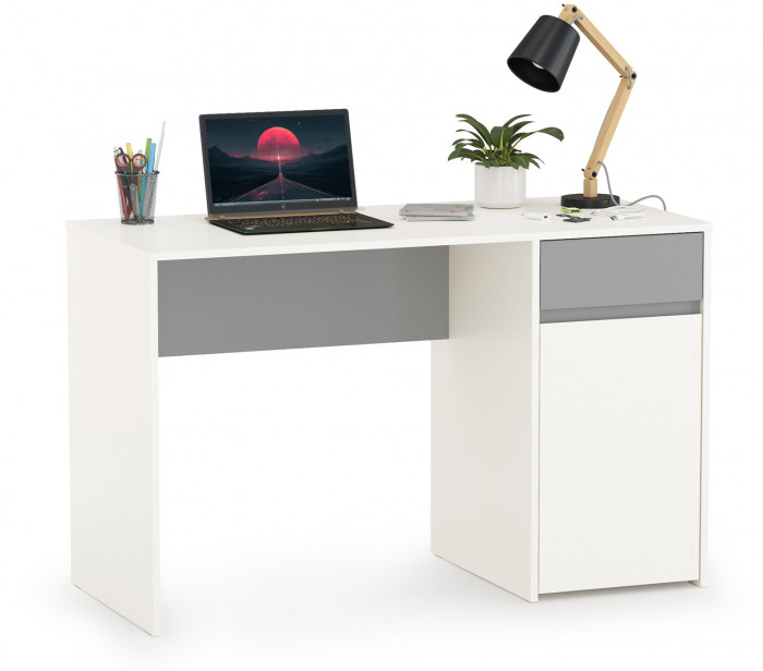 Торонто 12.149 Стол, цвет белый шагрень/стальной серый, ШхГхВ 120х53,1х75,3 см., универсальная сборка