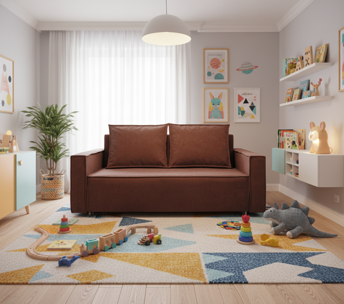 Диван-аккордеон Лофт 160х200, ППУ, велюр коричневый