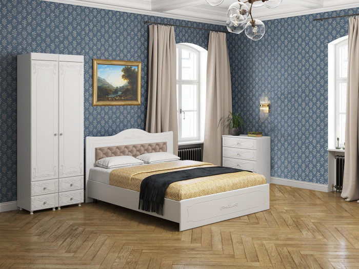 Спальня Италия-2 мягкая спинка белое дерево