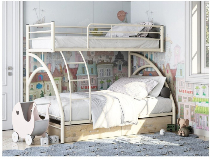 Двухъярусная кровать Виньола-2ЯЯ (с укороченной лестницей) (Черный)